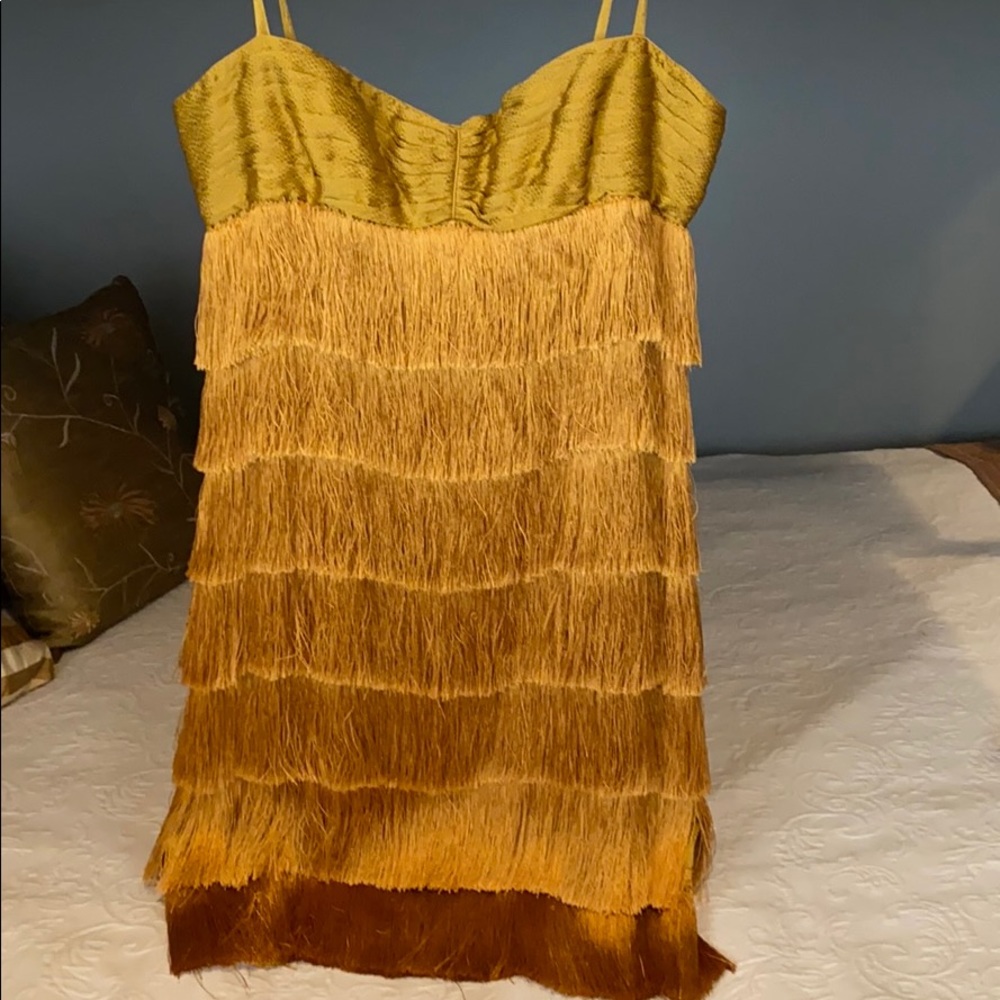 Zac Posen Gold Silk Fringe Dress (10 but runs 8)